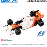 Bouwpakket 1:43 | Tameo WCT084 | McLaren MP4/2 1984 #8 Engeland Bouwpakket 1:43 | Tameo WCT084 | McLaren MP4/2 1984 #8 Engeland