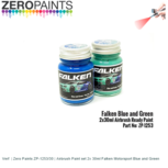 Verf | Zero Paints ZP-1253/30 | Airbrush Paint set 2x 30ml Falken Motorsport Blue and Green Verf | Zero Paints ZP-1253/30 | Airbrush Paint set 2x 30ml Falken Motorsport Blue and Green