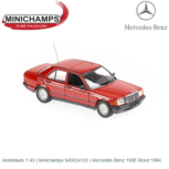Modelauto 1:43 | Minichamps 940034102 | Mercedes Benz 190E Rood 1984 Modelauto 1:43 | Minichamps 940034102 | Mercedes Benz 190E Rood 1984