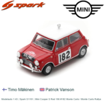 Modelauto 1:43 | Spark S1191 | Mini Cooper S Red 196 #182 Monte Carlo / Monte Carlo Rallye Modelauto 1:43 | Spark S1191 | Mini Cooper S Red 196 #182 Monte Carlo / Monte Carlo Rallye