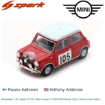 Modelauto 1:43 | Spark S1192 | Mini Cooper S 1964 #105 Monte Carlo / Monte Carlo Rallye Modelauto 1:43 | Spark S1192 | Mini Cooper S 1964 #105 Monte Carlo / Monte Carlo Rallye