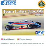 Bouwpakket 1:24 | Ebbro Kits 20011 | Lotus 88 Ford Cosworth Team Essex Lotus 1981 Bouwpakket 1:24 | Ebbro Kits 20011 | Lotus 88 Ford Cosworth Team Essex Lotus 1981