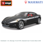 Modelauto 1:24 | Bburago 18-22107B | Maserati Gran Turismo Black 2008 Modelauto 1:24 | Bburago 18-22107B | Maserati Gran Turismo Black 2008