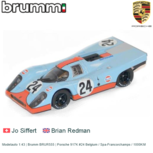 Modelauto 1:43 | Brumm BRUR555 | Porsche 917K #24 Belgium / Spa-Francorchamps / 1000KM Modelauto 1:43 | Brumm BRUR555 | Porsche 917K #24 Belgium / Spa-Francorchamps / 1000KM