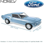 Modelauto 1:12 | Norev 122703 | Ford Mustang Fastback GT Light Blue Metallic 1968 Modelauto 1:12 | Norev 122703 | Ford Mustang Fastback GT Light Blue Metallic 1968