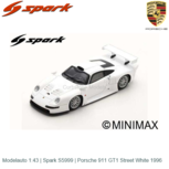 Modelauto 1:43 | Spark S5999 | Porsche 911 GT1 Street White 1996 Modelauto 1:43 | Spark S5999 | Porsche 911 GT1 Street White 1996