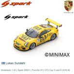 Modelauto 1:43 | Spark S8501 | Porsche 911 GT3 Cup G and B 2018 #2 Modelauto 1:43 | Spark S8501 | Porsche 911 GT3 Cup G and B 2018 #2