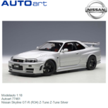 Modelauto 1:18 | Autoart 77461 | Nissan Skyline GT-R (R34) Z-Tune Z-Tune Silver Modelauto 1:18 | Autoart 77461 | Nissan Skyline GT-R (R34) Z-Tune Z-Tune Silver