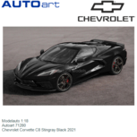 Modelauto 1:18 | Autoart 71280 | Chevrolet Corvette C8 Stingray Black 2021 Modelauto 1:18 | Autoart 71280 | Chevrolet Corvette C8 Stingray Black 2021