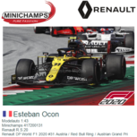 Modelauto 1:43 | Minichamps 417200131 | Renault R.S.20 | Renault DP World F1 2020 #31 Austria / Red Bull Ring / Austrian Grand Pri Modelauto 1:43 | Minichamps 417200131 | Renault R.S.20 | Renault DP World F1 2020 #31 Austria / Red Bull Ring / Austrian Grand Pri