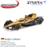 Modelauto 1:43 | Minichamps 414180036 | Spark RT DS Automobiles | DS Techeetah Formula E Team 2018 #36 Modelauto 1:43 | Minichamps 414180036 | Spark RT DS Automobiles | DS Techeetah Formula E Team 2018 #36