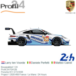 Bouwpakket 1:24 | Profil 24 P24126 | Porsche 911 GT3 RSR | Project 1 2020 #56 France / Le Mans / 24 Hours Bouwpakket 1:24 | Profil 24 P24126 | Porsche 911 GT3 RSR | Project 1 2020 #56 France / Le Mans / 24 Hours