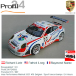 Bouwpakket 1:24 | Profil 24 P24055 | Porsche 911 / 997 | Imsa Performance Matmut 2007 #76 Belgium / Spa-Francorchamps / 24 Hours Bouwpakket 1:24 | Profil 24 P24055 | Porsche 911 / 997 | Imsa Performance Matmut 2007 #76 Belgium / Spa-Francorchamps / 24 Hours