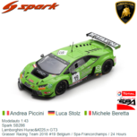 Modelauto 1:43 | Spark SB286 | Lamborghini Huracán GT3 | Grasser Racing Team 2016 #19 Belgium / Spa-Francorchamps / 24 Hours Modelauto 1:43 | Spark SB286 | Lamborghini Huracán GT3 | Grasser Racing Team 2016 #19 Belgium / Spa-Francorchamps / 24 Hours
