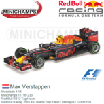 Modelauto 1:18 | Minichamps 117161233 | Red Bull RB12 Tag Heuer | Red Bull Racing 2016 #33 Brazil / Sao Paulo / Interlagos / Grand Prix Modelauto 1:18 | Minichamps 117161233 | Red Bull RB12 Tag Heuer | Red Bull Racing 2016 #33 Brazil / Sao Paulo / Interlagos / Grand Prix