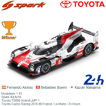 Modelauto 1:43 | Spark 43LM18 | Toyota TS050 Hybrid LMP-1 | Toyota Gazoo Racing 2018 #8 France / Le Mans / 24 Hours Modelauto 1:43 | Spark 43LM18 | Toyota TS050 Hybrid LMP-1 | Toyota Gazoo Racing 2018 #8 France / Le Mans / 24 Hours