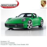 Modelauto 1:87 | Minichamps 870066064 | Porsche 911 Targa 4 (992) Green Metallic 2020 Modelauto 1:87 | Minichamps 870066064 | Porsche 911 Targa 4 (992) Green Metallic 2020