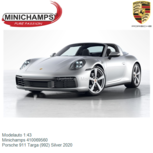 Modelauto 1:43 | Minichamps 410069560 | Porsche 911 Targa (992) Silver 2020 Modelauto 1:43 | Minichamps 410069560 | Porsche 911 Targa (992) Silver 2020
