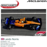 Modelauto 1:43 | Minichamps 417194304 | McLaren MCL34 Renault | McLaren F1 2019 #4 Modelauto 1:43 | Minichamps 417194304 | McLaren MCL34 Renault | McLaren F1 2019 #4