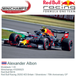 Modelauto 1:43 | Minichamps 410200523 | Red Bull RB16 | Red Bull Racing 20202 #23 Britain / Silverstone / 70th Anniversary GP Modelauto 1:43 | Minichamps 410200523 | Red Bull RB16 | Red Bull Racing 20202 #23 Britain / Silverstone / 70th Anniversary GP