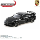 Modelauto 1:43 | Minichamps 410067601 | Porsche 718 Cayman GT4 982 Zwart 2020 Modelauto 1:43 | Minichamps 410067601 | Porsche 718 Cayman GT4 982 Zwart 2020