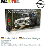 Bouwpakket 1:24 | Belkits BEL019 | Opel Ascona 400 | Opel Euro Händler Team 1981 #6 Monaco / Monte Carlo / Rally Bouwpakket 1:24 | Belkits BEL019 | Opel Ascona 400 | Opel Euro Händler Team 1981 #6 Monaco / Monte Carlo / Rally