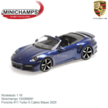 Modelauto 1:18 | Minichamps 155069081 | Porsche 911 Turbo S Cabrio Blauw 2020 Modelauto 1:18 | Minichamps 155069081 | Porsche 911 Turbo S Cabrio Blauw 2020