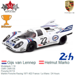 Modelauto 1:18 | CMR CMR135 | Porsche 917 K | Martini Porsche Racing 1971 #22 France / Le Mans / 24 Hours Modelauto 1:18 | CMR CMR135 | Porsche 917 K | Martini Porsche Racing 1971 #22 France / Le Mans / 24 Hours