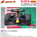 Modelauto 1:18 | Spark 18S484 | Red Bull RB16 Honda | Red Bull Racing 2020 #33 Austria / Red Bull Ring / Styrian Grand Prix Modelauto 1:18 | Spark 18S484 | Red Bull RB16 Honda | Red Bull Racing 2020 #33 Austria / Red Bull Ring / Styrian Grand Prix