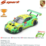Modelauto 1:18 | Spark 18SG027 | Porsche 911 GT3-R SP-9 | Manthey Racing 2018 #912 Germany / Nürburgring / 24 Hours Modelauto 1:18 | Spark 18SG027 | Porsche 911 GT3-R SP-9 | Manthey Racing 2018 #912 Germany / Nürburgring / 24 Hours