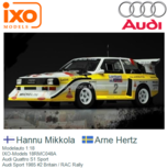 Modelauto 1:18 | IXO-Models 18RMC048A | Audi Quattro S1 Sport | Audi Sport 1985 #2 Britain / RAC Rally Modelauto 1:18 | IXO-Models 18RMC048A | Audi Quattro S1 Sport | Audi Sport 1985 #2 Britain / RAC Rally
