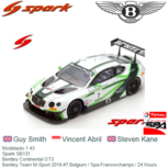 Modelauto 1:43 | Spark SB131 | Bentley Continental GT3 | Bentley Team M-Sport 2016 #7 Belgium / Spa-Francorchamps / 24 Hours Modelauto 1:43 | Spark SB131 | Bentley Continental GT3 | Bentley Team M-Sport 2016 #7 Belgium / Spa-Francorchamps / 24 Hours
