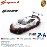 Modelauto 1:87 | Spark 87S145 | Porsche 911 GT3 RSR LMGTE-PRO | Porsche GT 2018 #94 France / Le Mans 24 Hours Modelauto 1:87 | Spark 87S145 | Porsche 911 GT3 RSR LMGTE-PRO | Porsche GT 2018 #94 France / Le Mans 24 Hours