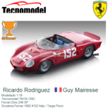 Modelauto 1:18 | Tecnomodel TM18-129C | Ferrari Dino 246 SP | Scuderia Ferrari 1962 #152 Italy / Targa Florio Modelauto 1:18 | Tecnomodel TM18-129C | Ferrari Dino 246 SP | Scuderia Ferrari 1962 #152 Italy / Targa Florio