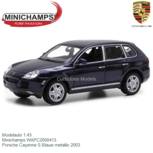Modelauto 1:43 | Minichamps WAPC2000413 | Porsche Cayenne S Blauw metallic 2003 Modelauto 1:43 | Minichamps WAPC2000413 | Porsche Cayenne S Blauw metallic 2003
