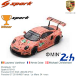 Modelauto 1:87 | Spark 87S143 | Porsche 9111 RSR LMGTE-PRO | Porsche GT 2018 #92 France / Le Mans 24 Hours Modelauto 1:87 | Spark 87S143 | Porsche 9111 RSR LMGTE-PRO | Porsche GT 2018 #92 France / Le Mans 24 Hours