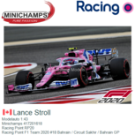Modelauto 1:43 | Minichamps 417201618 | Racing Point RP20 | Racing Point F1 Team 2020 #18 Bahrain / Circuit Sakhir / Bahrain GP Modelauto 1:43 | Minichamps 417201618 | Racing Point RP20 | Racing Point F1 Team 2020 #18 Bahrain / Circuit Sakhir / Bahrain GP