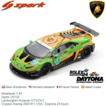 Modelauto 1:43 | Spark US132 | Lamborghini Huracan GT3 EVO | Grasser Racing 2020 #11 USA / Daytona 24 hours Modelauto 1:43 | Spark US132 | Lamborghini Huracan GT3 EVO | Grasser Racing 2020 #11 USA / Daytona 24 hours