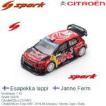Modelauto 1:43 | Spark S5975 | Citroën C3 WRC | Citröen Total WRT 2019 #4 Monaco / Monte Carlo / Rally Modelauto 1:43 | Spark S5975 | Citroën C3 WRC | Citröen Total WRT 2019 #4 Monaco / Monte Carlo / Rally