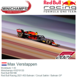 Modelauto 1:43 | Minichamps 410210133 | Red Bull RB16B | Red Bull Racing 2021 #33 Bahrain / Circuit Sakhir / Bahrain GP Modelauto 1:43 | Minichamps 410210133 | Red Bull RB16B | Red Bull Racing 2021 #33 Bahrain / Circuit Sakhir / Bahrain GP