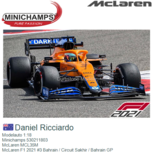 Modelauto 1:18 | Minichamps 530211803 | McLaren MCL35M | McLaren F1 2021 #3 Bahrain / Circuit Sakhir / Bahrain GP Modelauto 1:18 | Minichamps 530211803 | McLaren MCL35M | McLaren F1 2021 #3 Bahrain / Circuit Sakhir / Bahrain GP
