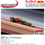 Modelauto 1:18 | Minichamps 110210133 | Red Bull RB16B | Red Bull Racing 2021 #33 Bahrain / Circuit Sakhir / Bahrain GP Modelauto 1:18 | Minichamps 110210133 | Red Bull RB16B | Red Bull Racing 2021 #33 Bahrain / Circuit Sakhir / Bahrain GP