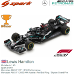 Modelauto 1:43 | Spark S6471 | Mercedes AMG F1 W11 EW Performance | Mercedes AMG F1 2020 #44 Austria / Red Bull Ring / Styrian Grand Prix Modelauto 1:43 | Spark S6471 | Mercedes AMG F1 W11 EW Performance | Mercedes AMG F1 2020 #44 Austria / Red Bull Ring / Styrian Grand Prix
