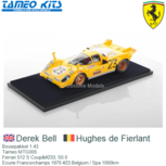 Bouwpakket 1:43 | Tameo MTG005 | Ferrari 512 S Coupé S5.0 | Ecurie Francorchamps 1970 #23 Belgium / Spa 1000km Bouwpakket 1:43 | Tameo MTG005 | Ferrari 512 S Coupé S5.0 | Ecurie Francorchamps 1970 #23 Belgium / Spa 1000km