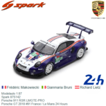 Modelauto 1:87 | Spark 87S142 | Porsche 911 RSR LMGTE-PRO | Porsche GT 2018 #91 France / Le Mans 24 Hours Modelauto 1:87 | Spark 87S142 | Porsche 911 RSR LMGTE-PRO | Porsche GT 2018 #91 France / Le Mans 24 Hours