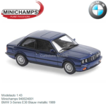 Modelauto 1:43 | Minichamps 940024001 | BMW 3-Series E30 Blauw metallic 1989 Modelauto 1:43 | Minichamps 940024001 | BMW 3-Series E30 Blauw metallic 1989