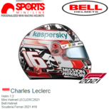 Helm 1:2 | Mini Helmet LECLERC2021 | Bell Helmet | Scuderia Ferrari 2021 #16 Helm 1:2 | Mini Helmet LECLERC2021 | Bell Helmet | Scuderia Ferrari 2021 #16