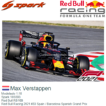 Modelauto 1:18 | Spark 18S593 | Red Bull RB16B | Red Bull Racing 2021 #33 Spain / Barcelona Spanish Grand Prix Modelauto 1:18 | Spark 18S593 | Red Bull RB16B | Red Bull Racing 2021 #33 Spain / Barcelona Spanish Grand Prix