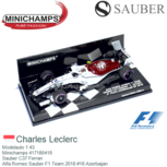 Modelauto 1:43 | Minichamps 417180416 | Sauber C37 Ferrari | Alfa Romeo Sauber F1 Team 2018 #16 Azerbaijan Modelauto 1:43 | Minichamps 417180416 | Sauber C37 Ferrari | Alfa Romeo Sauber F1 Team 2018 #16 Azerbaijan