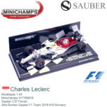 Modelauto 1:43 | Minichamps 417180616 | Sauber C37 Ferrari | Alfa Romeo Sauber F1 Team 2018 #16 Monaco Modelauto 1:43 | Minichamps 417180616 | Sauber C37 Ferrari | Alfa Romeo Sauber F1 Team 2018 #16 Monaco